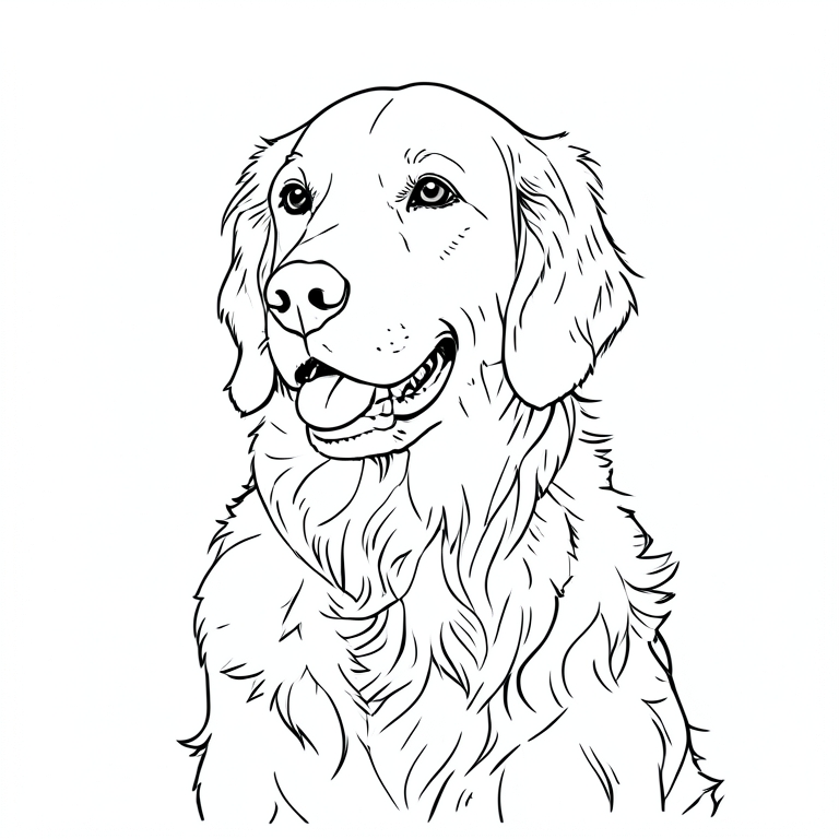 Fine line golden retriever tattoo generated from the reference photo
