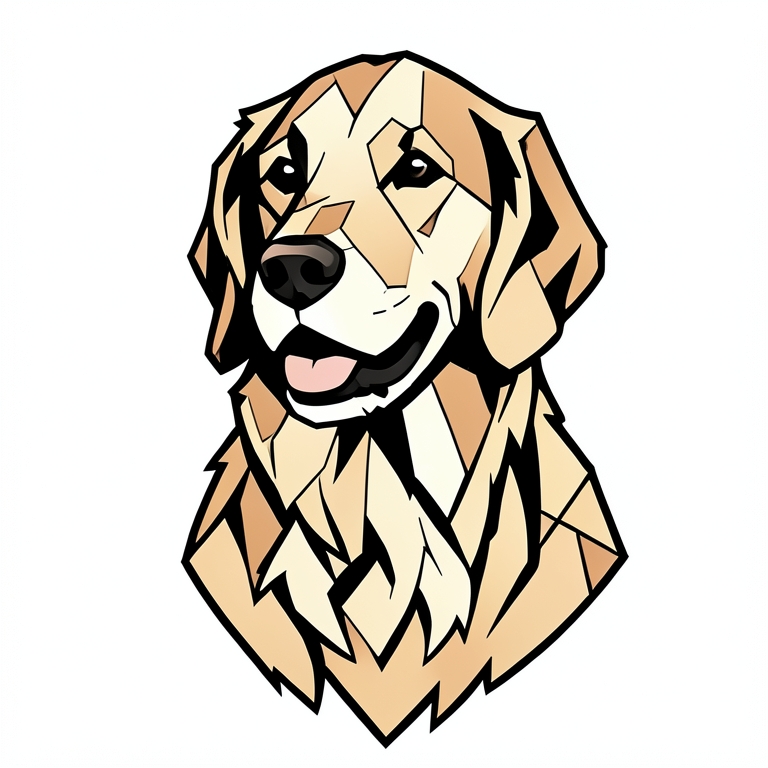 Geometric golden retriever tattoo generated from the same photo