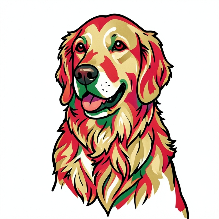 Traditional golden retriever tattoo generated from the same photo